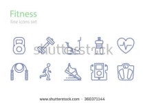 Fitness.  Icons set. Line art.  Stock vector. | 라인 아이콘, 로열티