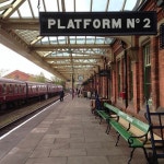 Railway station in Loughborough, Leicestershire, England showing Platform 2. | 기차, 건물, 환경