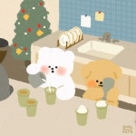 Pin page 고미콩 on Instagram: “옆으로 넘겨보세요✨✨ 콩이와 고미는 흣쨔흣쨔 음료 제조중••❗️” | 귀여운 디즈니 그림... 