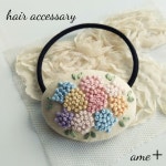 【展示品】モコモコお花 刺繍ヘアゴム | 자수, 수공예 자수 및 바느질 【展示品】モコモコお花 刺繍ヘアゴム