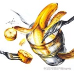 바나나 유리병 포크 기초디자인 과일 자연물 투명체 구성 표현 | 미술 구도, 과일, 바나나