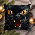 다양한 방 유형을 위한 장식용 쿠션 케이스, 삽입 없음 Temu｜1pc Vintage Style Black Cat Throw Pillow Cover, 18x18inch, Machine... 