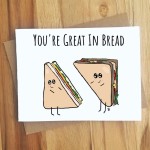 Youre Great in Bread Sandwich Pun Greeting Card / - Etsy | Sandwich puns, Punny cards, Pun card