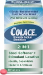 Colace 2-In-1 Stool Softener & Stimulant Laxative Tablets, Gentle Constipation Relief in 6-12 Hours, 30 Count NB & Infant... 