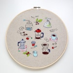 Coffee Illustration on the hoop | 자수 도안, 자수패턴, 손 자수 스티치
