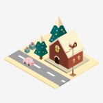 2 5d Snowing Christmas House 크리스마스 트리, 2.5d, 하우스, 크리스마스 트리 PNG 및 벡터 에 대한 무료 다운로드