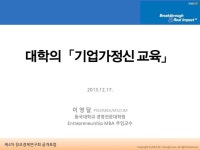 대학의「기업가정신 교육」 2013.12.17. 이 영 달, PhD/MBA/MS/CIM 동국대학교 경영전문대학원 Entrepreneurship MBA 주임교수 제4차... 