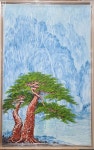 윤쌍웅 만사형통일월송 켄버스위에나이테한지+아크릴칼라와당채 1m15cm×72cm(50호m)2021 주문 제작 마무리중 | 한국화 윤쌍웅...