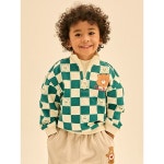 [케어베어] [케어베어] 체커보드 루즈핏 반집업 왕기모맨투맨