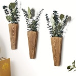 Temu｜모던 팜하우스 우드 벽화분 세트 (2/3/4개) - 건조 꽃 & 인조 식물용 러스틱 우드 포켓 꽃병, 거실, 침실... 