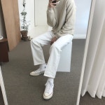 화이트 와이드 일자핏 데님팬츠 [S/M/L] : 론메이 | 쇼핑