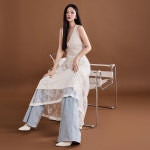 DINT - J2381 바이커 레더 점퍼 DINT - D4867 슈로 레이스 시스루 슬리브리스 맥시 원피스 in 2024