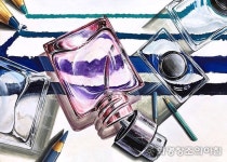 #화명창조의아침 #주제부 #개체묘사 #개체표현 #유리질감 #향수병기디 #기초디자인 #색연필기디 #화명창아 #창조의아침