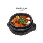 한국 음식 김치 찌개 | 프리미엄 벡터
