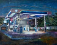 서동욱, 밤-주유소, 캔버스에 유화, 130.3x162.2cm, 2017 | 캔버스에 유화, 유화, 주유소