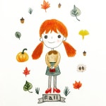 Colorpencil drawing ilustration 색연필 손그림 일러스트 가을소녀