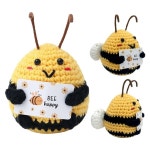 귀여운 미니 긍정적 인 크로 셰 뜨개질 꿀벌 손으로 짠 동물 인형 생일 교사 졸업 자동차 인테리어 액세서리 선물을 감사합니다