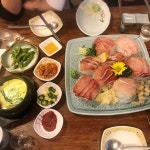 #20191110 #물속세상 #방어회 #생새우 #새우머리버터구이 #새우 #멍게 #갈치속젓 #소주... | Food, Beef, Meat