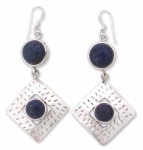 Лазурит на серебрянные серьги из Индии - Diamond Moon | NOVICA | 쥬얼리