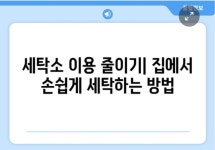 세탁 비용 절약 팁: 지출 줄이기 위한 영리한 전략