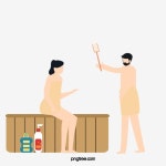 만화 손으로 그린 목욕 사우나 문자 그림 일러스트, 사우나, 목욕하다, 샤워하다 PNG 일러스트 및 PSD 이미지 무료 다운로드 - Pngtree 만화... 