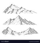 Hand drawn the mountains vector image on VectorStock Hand drawn vector illustration the mountains in engraving style. Download a... 