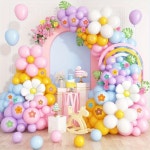 110개의 데이지 풍선 아치 키트로 생일, 약혼 및 여름 파티를 즐기세요 - 어머니의 날 및 졸업 장식을 위한 알루미늄 꽃이 달린 유니버설 축하... 