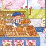 나랄라/랄라랜드 on Instagram: 파리바게트에도 봄이왔어요🌷 . . 지인분에게 의뢰받아 그린 작품입니다! 파리바게트 병점역... 