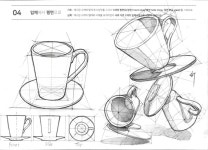 커피잔 찻잔 기초디자인 드로잉 스케치 / 기초디자인 구도 구성 다시점 드로잉