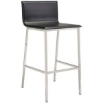 Set of 2 Barstool Black Chromed Silver Steel Black Faux Leather_LOOMLAN_Dining Seating Furniture_Zuo Mod in 2022 | Black bar... 