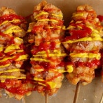 Korean-style french fries corn dog (Gamja-hotdog: 감자핫도그)