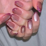 Temu｜24개 세트 짧은 타원형 보라색 캣아이 프레스온 네일 - 여성 및 소녀용 재사용 가능한 아크릴 인조 네일, 젤리 접착제, 네일 파일 및 나무... 