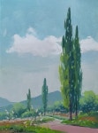 야외스케치 ㅡ 미루나무 풍경( 진천 백곡천) / 2021.4.28 oil painting