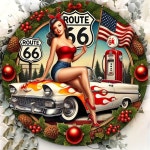 de arte de pared redonda de aluminio, decoración clásica de estación de servicio americ… - 2024 | 주유소, 빈티지, 카페