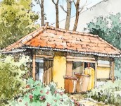 pen drawing and color mixing)You Art [펜 & 수채화] 시골집 (여행 스케치, 어반스케치, 펜 드로잉 & 수채화 색상 혼합) 유아트