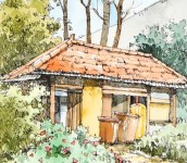 [Pen & Watercolor] Rural House (Urban sketch, pen drawing and color mixing)You Art [펜 & 수채화] 시골집 (여행 스케치, 어반스케치, 펜... 