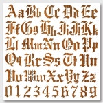 81 중공 드로잉 페인팅 템플릿 재사용 가능한 DIY 예술 및 공예 스텐실 Gothic A to Z Alphabet Numbers Stencil, 11.81x11.81... 