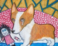 PEMBROKE WELSH CORGI Pem Broke Her Toy Dog Collectibles 8 x 10 Pop Art Print | 동물 삽화, 동물, 삽화