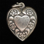 Puffy Heart Charm Vintage Sterling Silver Room to Engrave on Front and Reverse | 펜던트