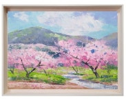 #복사꽃 풍경~감곡 사곡리/ 유화칼라 , 팔레트 나이프터치/ 2023.4.13 Oil Painting #YouTube(신재흥) #음성군 #풍경화 #갤러리 #유화