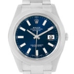 19146 Rolex Datejust II Blue Baton Dial Stainless Steel Mens Watch 116300 SwissWatchExpo | 시계