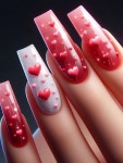 데이네일(DAYNAIL) | 발렌타인데이 네일 스티커, 중간-긴 네일 아트 스티커, 레드 하트 네일 스티커, 옴브레 네일 아트, 레드 & 핑크 네일 아트, 발렌타인데이...