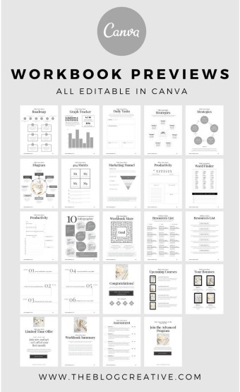 Minimalist Printer-friendly Mega Workbook Canva Template | Etsy | Workbook template, Ebook template, Workbook