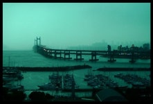 The diamond bridge(Gwang-an dae-gyo), Busan, Korea 광안대교와 수영만 요트경기장 전경