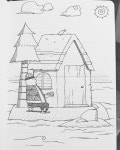 T0 on Instagram: “a single-person island #pendrawing #linesketch #illustration #moleskinesketch #dailydrawing #끄적이기✒”