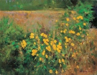 서양화가 안경숙 화백의 작품, 서양화,유화,풍경화,꽃나무,진달래,개나리,호박꽃, - 2020 | 풍경화, 풍경 그림, 유화