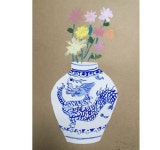 청화백자와 가을꽃 국화 그리기