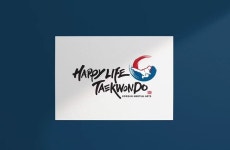 해피라이프 태권도 - 태권도 - 미국에 있는 태권도장으로 간결하면서도 심플한 영문글씨 디자인을 중심으로 발차기 이미지와 태극문양, 영문에... 