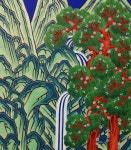 일월오봉도 솔잎 덩어리 바림