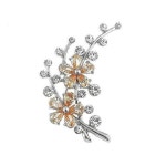 Dazzling Flower Brooch with Silver Austrian Element Crystal and Orange CZ (3311) - C5118SOD5H7 - Shop, Brooches & Pins  #Brooches... 